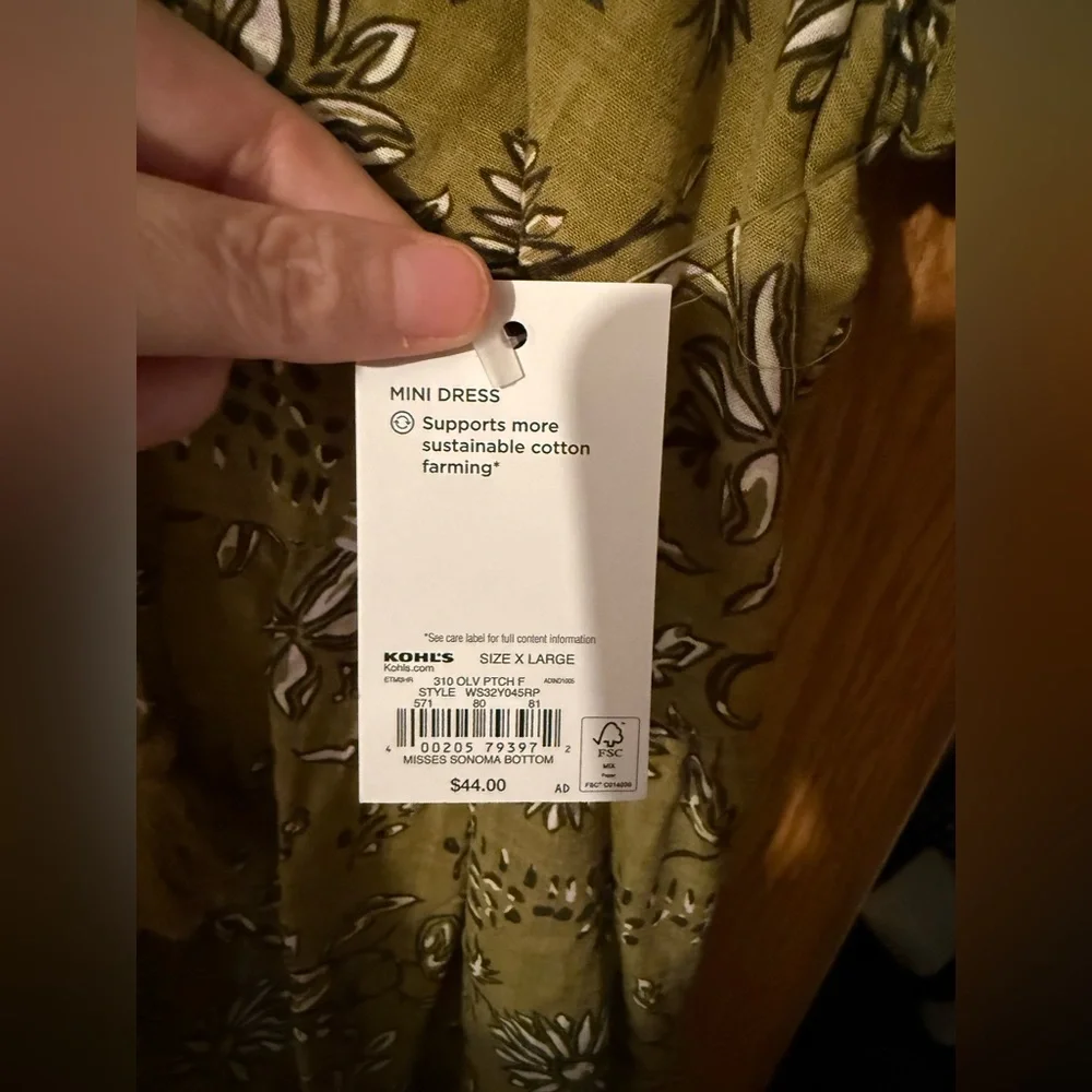 Sonoma Sage Green Floral Print Dress